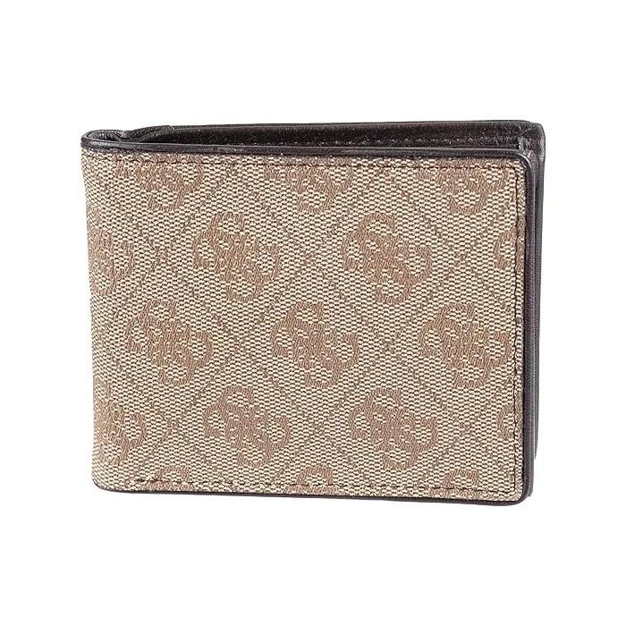Guess Men's Leather Slim Bifold Wallet, Brown/Brown, One Size(GML-001)